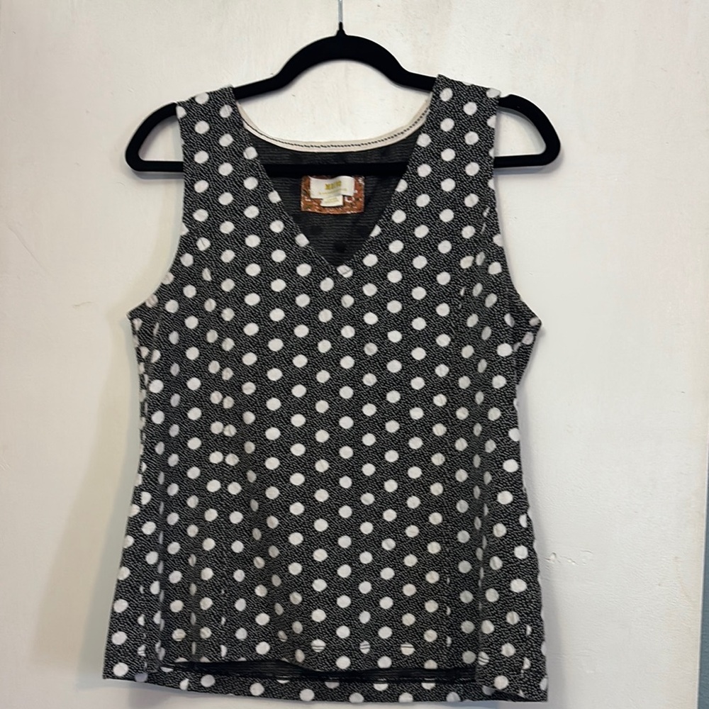 Anthropologie Black and White Polka Dot Tank Top